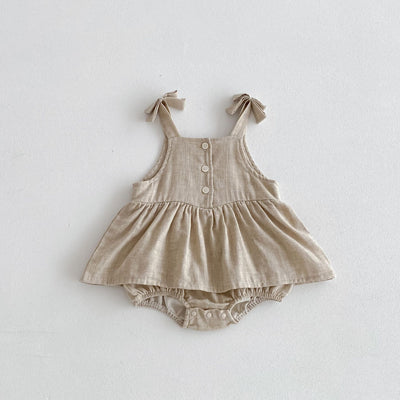 Vestido Romper para Bebé de Algodón y Lino con Cuello Bebé - Image 4