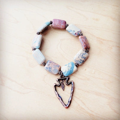Pulseira Genuína Aqua Terra com Contas e Flecha de Cobre 810v