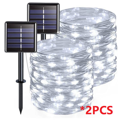 Guirnalda Solar de Cobre LED con 8 Funciones de Iluminación - Image 14