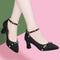 Tacones Altos con Remaches y Hebilla de Color Sólido