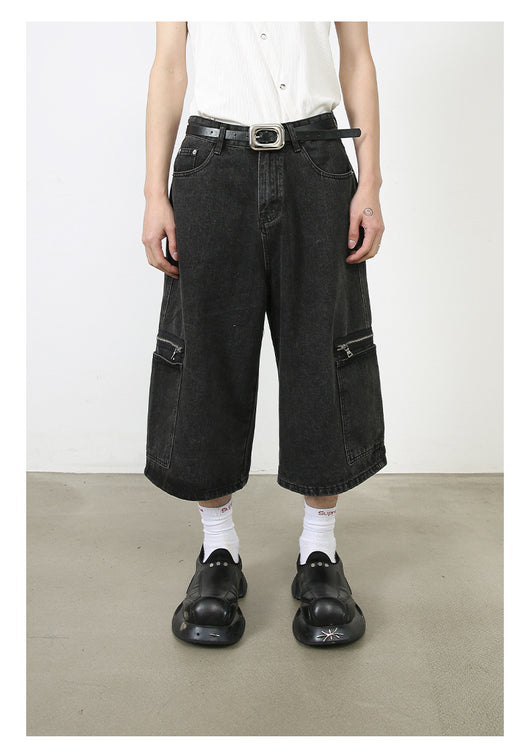 Shorts Cargo Denim Holgados Estilo Hip-hop Urbano - Image 17