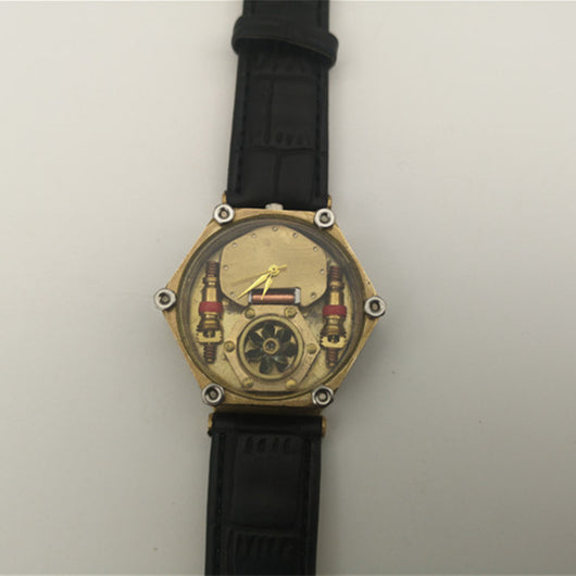 Cinturón Steampunk de Cuero Genuino para Hombre con Reloj de Cobre - Image 3
