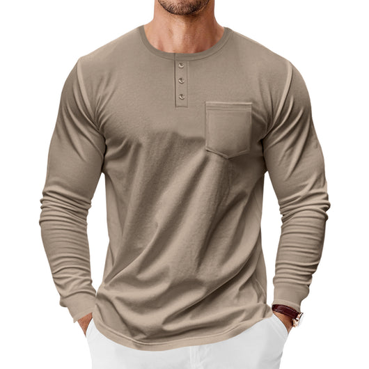 Camiseta Henley de Manga Larga para Hombre - Primavera y Otoño - Image 33