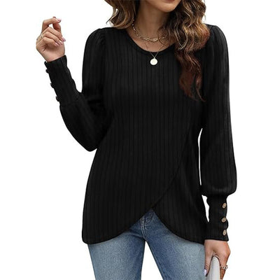 Blusa Suave de Manga Larga con Textura Burbuja - Cuello Redondo para Mujer - Image 7