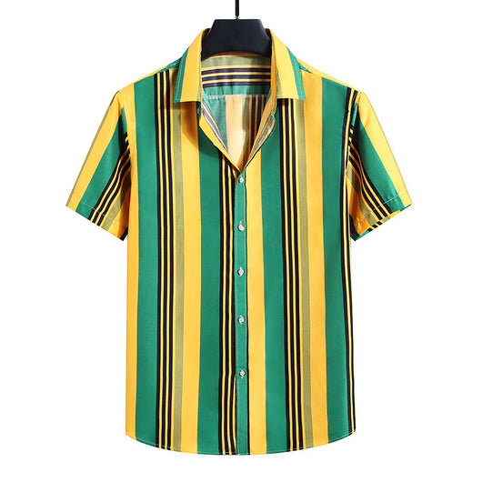 Camisa Holgada de Rayas para Hombre - Manga Corta - Image 6