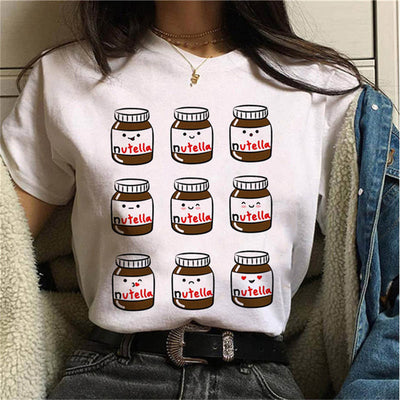 Playera Manga Corta Estampado Cacahuate Kawaii para Mujer
