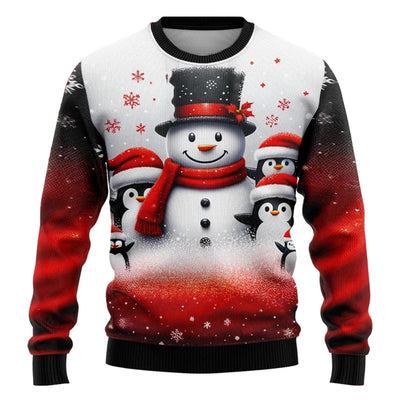 Suéter Navideño Muñeco de Nieve Estampado para Fiestas Cuello Redondo - Image 16