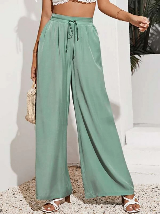Pantalones Anchos de Talle Alto con Cintura Elástica Ajustable - Image 14