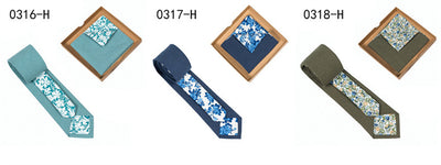 Corbata de Algodón con Estampado Floral y Pañuelo de Bolsillo - Image 45