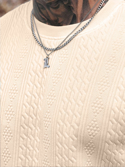 Playera Casual Holgada para Hombre con Cuello Redondo y Textura Jacquard - Image 29