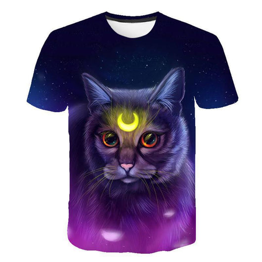 Camiseta Unisex Estampado 3D Gato Harajuku - Manga Corta Casual