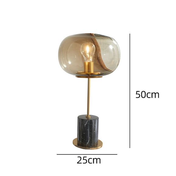 Lámpara de Mesa Minimalista Nórdica con Esfera de Cristal y Mármol