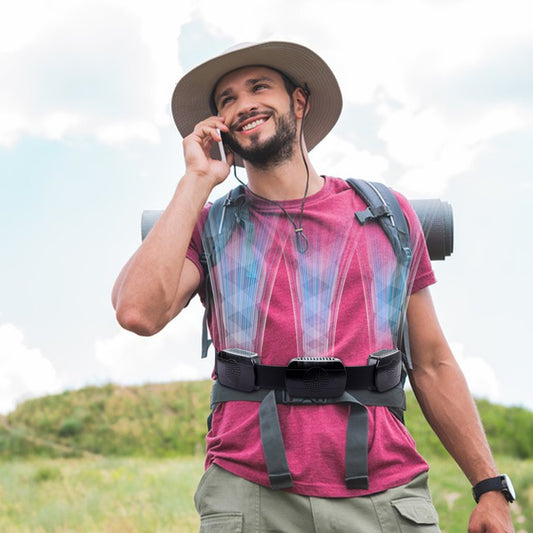 Ventilador Portátil de Cintura con 5 Aspas para Actividades Outdoor