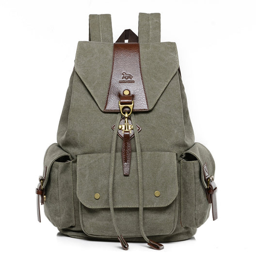 Mochila de Viaje Grande Estilo Retro en Lona para Hombre - Image 8