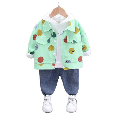 Conjunto Infantil 3 Piezas: Suéter con Capucha y Pantalón Denim - Image 2