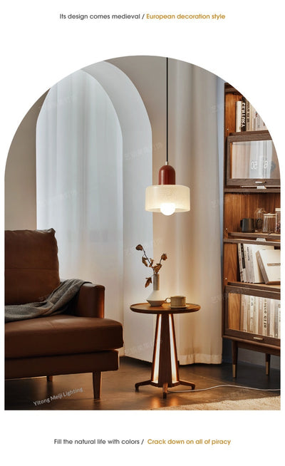 Lámpara Colgante de Cristal Arenado Estilo Retro Mid-Century - Image 16