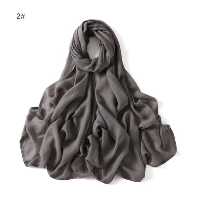 Pañuelo de Algodón y Lino Monocrómático con Ala Ancha - Image 4