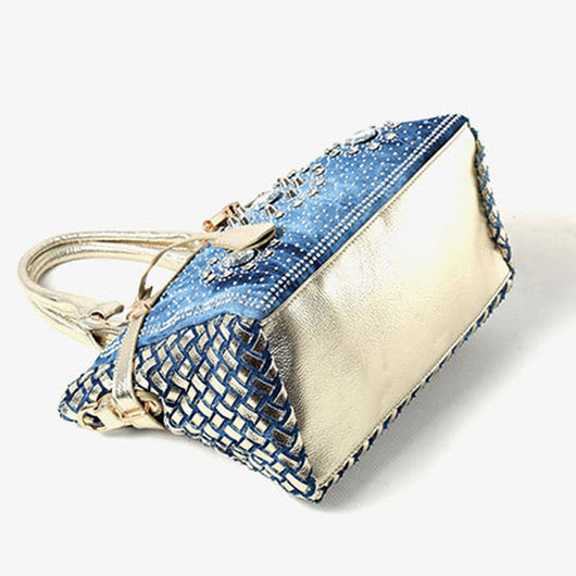 Bolso Bandolera Denim con Cierre de Strass y Incrustaciones de Vidrio - Image 5