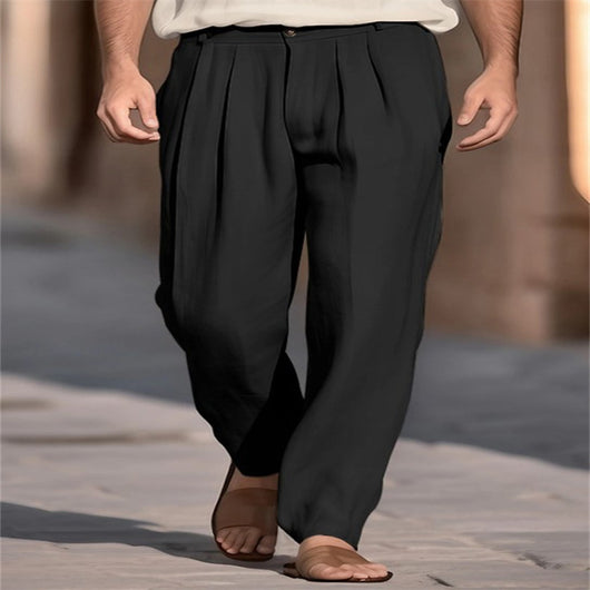 Pantalones de Lino Holgados con Pliegues y Bolsillos Frontales - Image 5