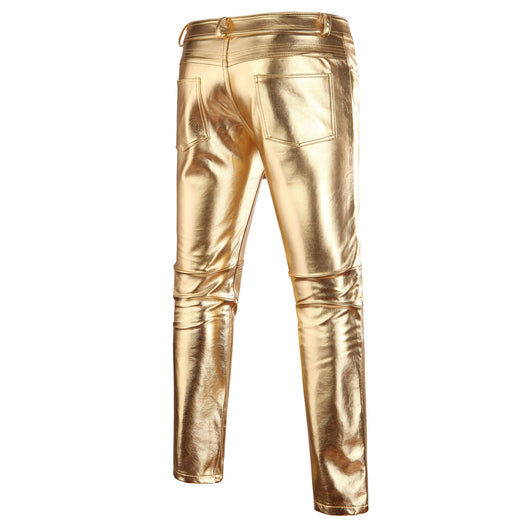 Pantalones Casuales Bronce Brillante con Efecto Metalizado - Image 19