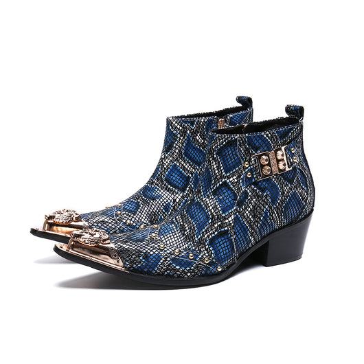 Botas Cortas de Cuero con Estampado Serpiente - Estilo British Masculino - Image 10