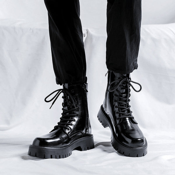 Botas Martin de Cuero Charol para Hombre con Detalles Brillantes