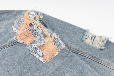 Chaqueta Denim con Costuras de Encaje y Detalles Rotos - Image 13
