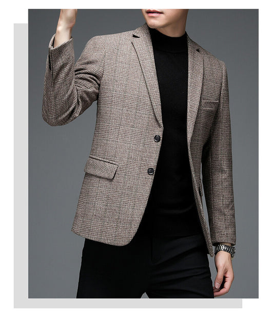 Blazer Cuadros Gris Elegante de Una Botonadura - Image 11