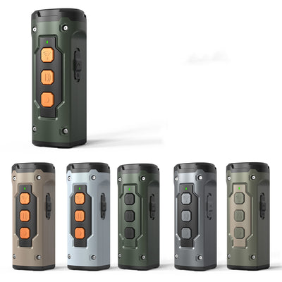 Black handheld ultrasonic dog deterrent device with three sonic emitters and an LED flashlight on a white background. - Image 5