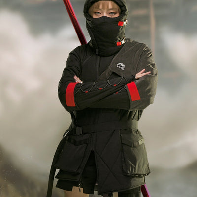 Abrigo Hoodie Negro de Algodón Largo