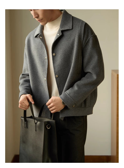 Abrigo de Lana Reversible Doble Cara Lapel High Sense - Image 12