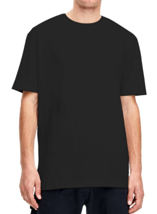Plain light beige short-sleeved crew neck t-shirt made of cotton, shown on a model. - Image 44