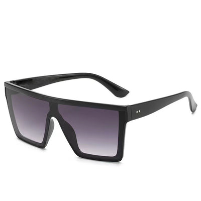 Fashion one-piece large rim sunglasses with a transparent champagne frame and brown gradient lenses. - Image 28