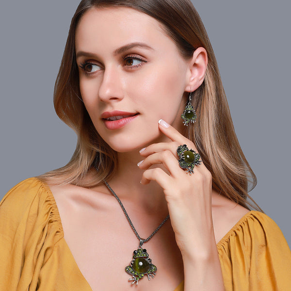 Aretes Elásticos Rana Ópalo Adorable