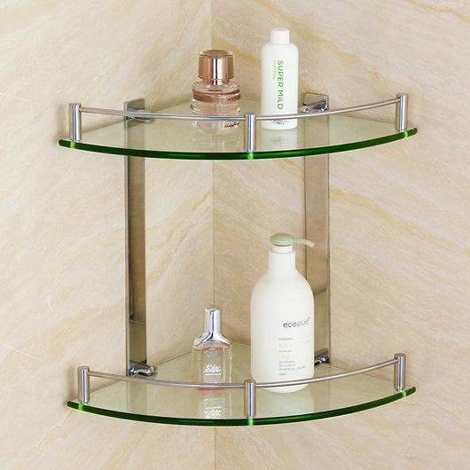 Repisa de Esquina de Vidrio Templado para Baño - Acero Inoxidable con Soporte Ajustable - Image 7