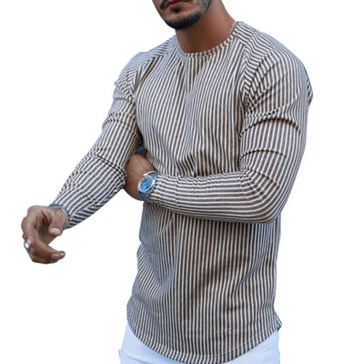 Playera Manga Larga Slim Fit a Rayas para Hombre - Image 11