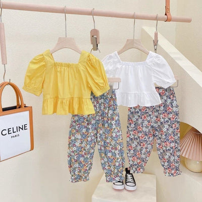 Conjunto de Dos Piezas Pantalón Anti-Mosquitos Floral para Niñas Verano - Image 8