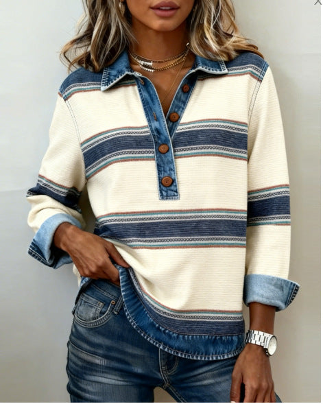 Suéter de Punto Cable Preppy con Distintivo para Mujer - Estilo Coreano a Rayas - Image 8