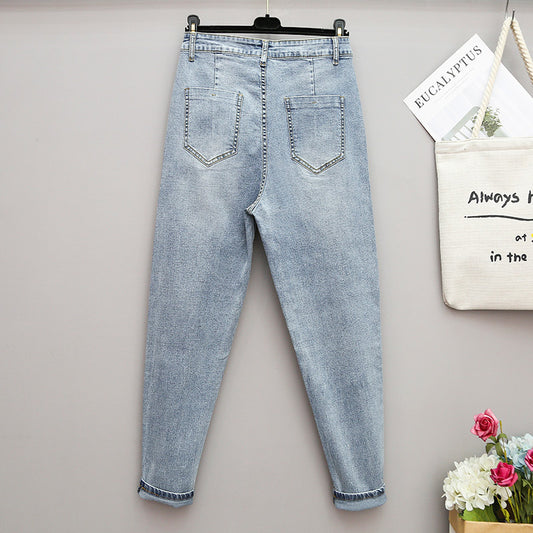 Pantalones Harem de Mezclilla Suelta para Mujer Talla Grande - Primavera Verano - Image 2