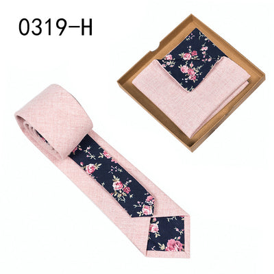Corbata de Algodón con Estampado Floral y Pañuelo de Bolsillo - Image 17