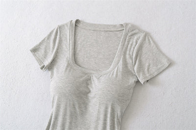 Playera Ajustada Cuello U Manga Corta para Mujer - Image 24
