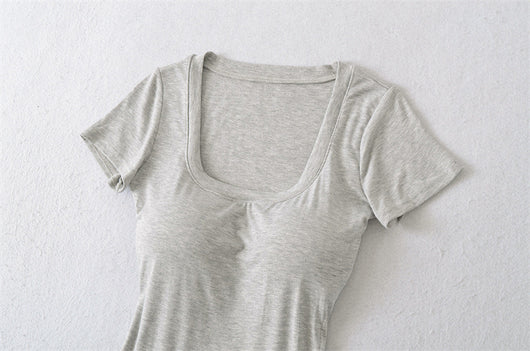 Playera Ajustada Cuello U Manga Corta para Mujer - Image 24
