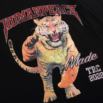 Camiseta Hombre Estampado Tigre Cuello Redondo Manga Corta Suelta - Image 5