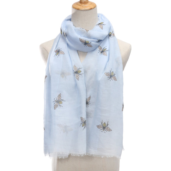 Pañoleta Protectora con Estampado de Abejas - Protección Solar y Calidez para Viajes