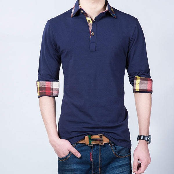 Camiseta de Algodón Manga Larga para Hombre - Primavera y Otoño