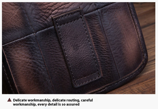 Bolsa de Cintura de Cuero Curtido al Aceite Vintage para Hombre - Estilo Outdoor - Image 23