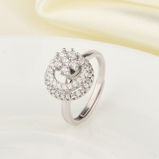 Anillo de Plata Esterlina para Mujer con Doble Círculo Giratorio - Image 9