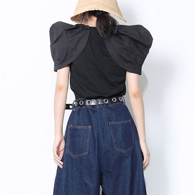Polera Cropped Patchwork Cuello Redondo Ajustada para Mujer - Image 14