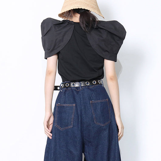 Polera Cropped Patchwork Cuello Redondo Ajustada para Mujer - Image 14