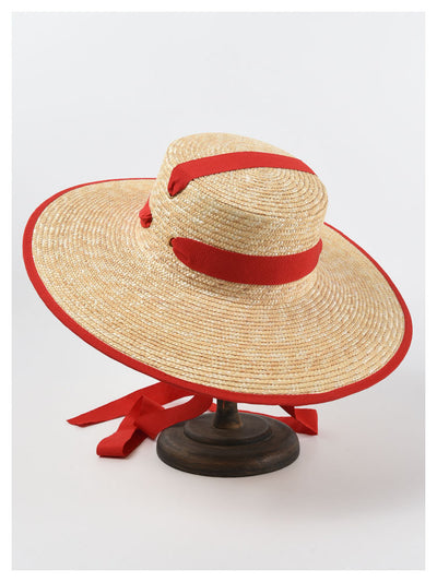 Sombrero de Paja Trenzado con Tiras - Estilo Europeo y Americano para Mujer - Image 9